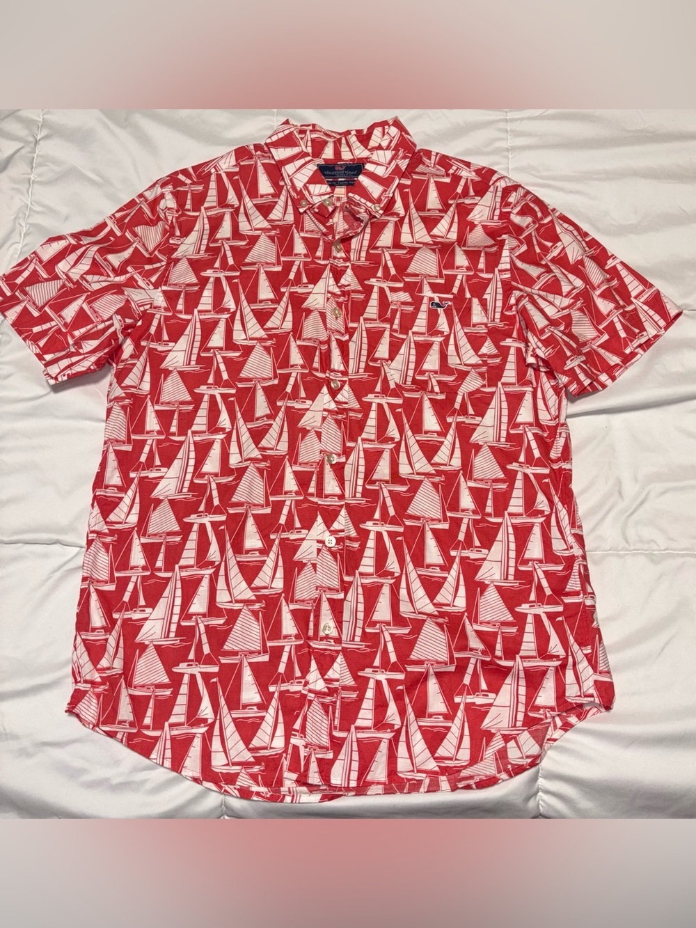 Vineyard Vines - Short-Sleeve Boats Printed Slim Tucker Shirt - Size Medium